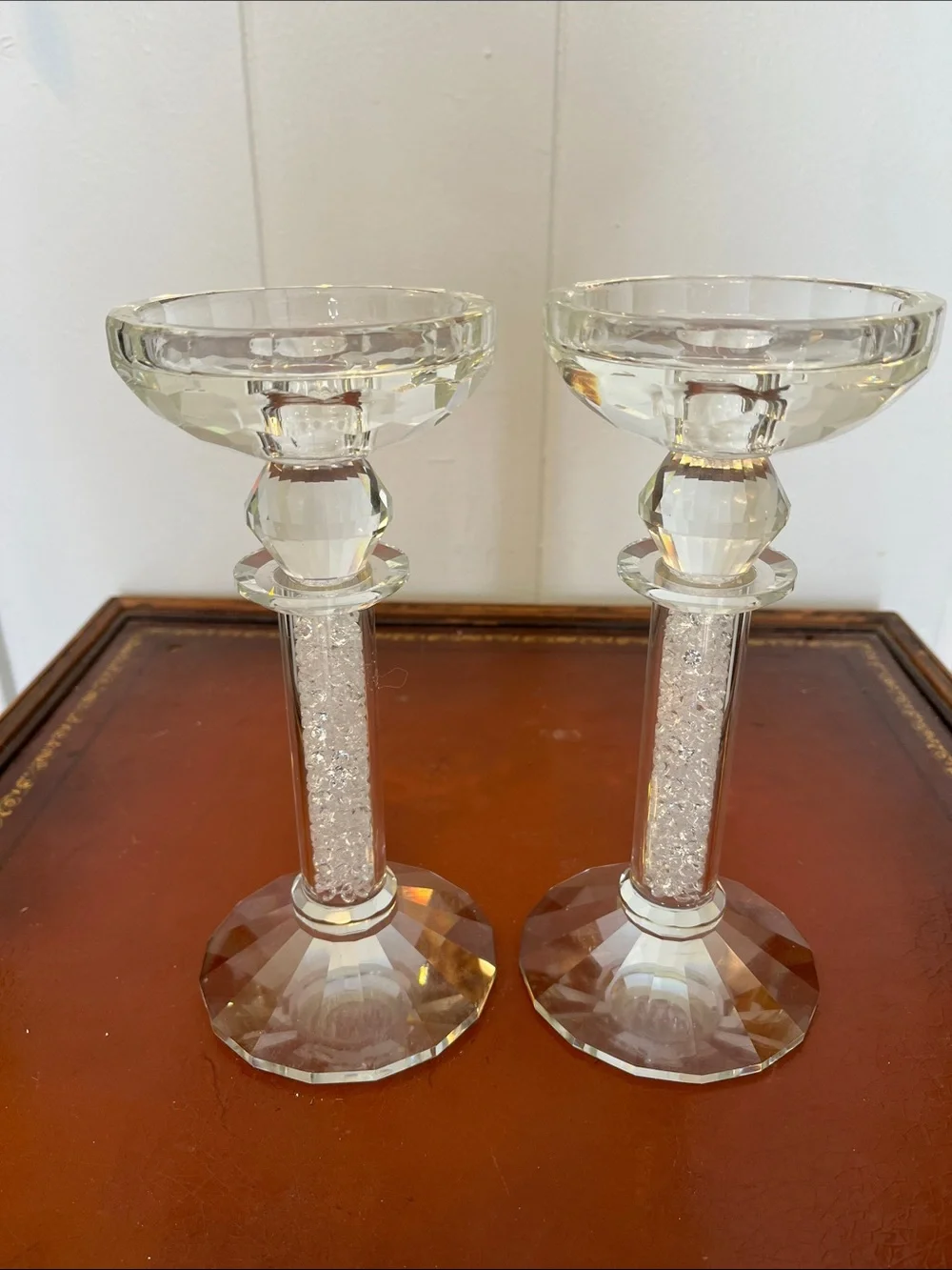 Elegant crystal candlestick holders